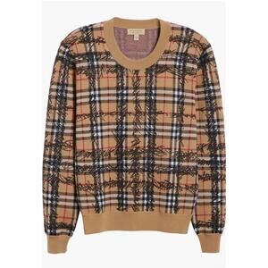 Burberry Kern 48 Scribble Check Merino Wool Sweater Size Large
